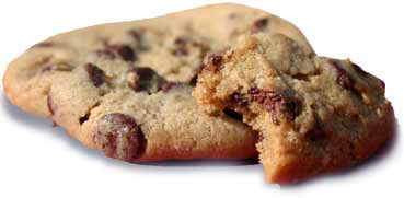 A freshly baked chocolate chip cookie
