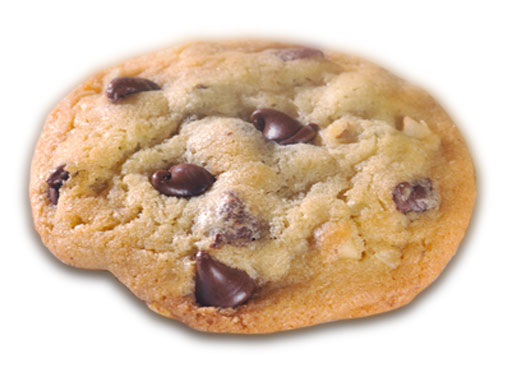 A freshly baked toll house chocolate chip cookie